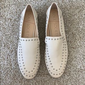Cream studded loafers